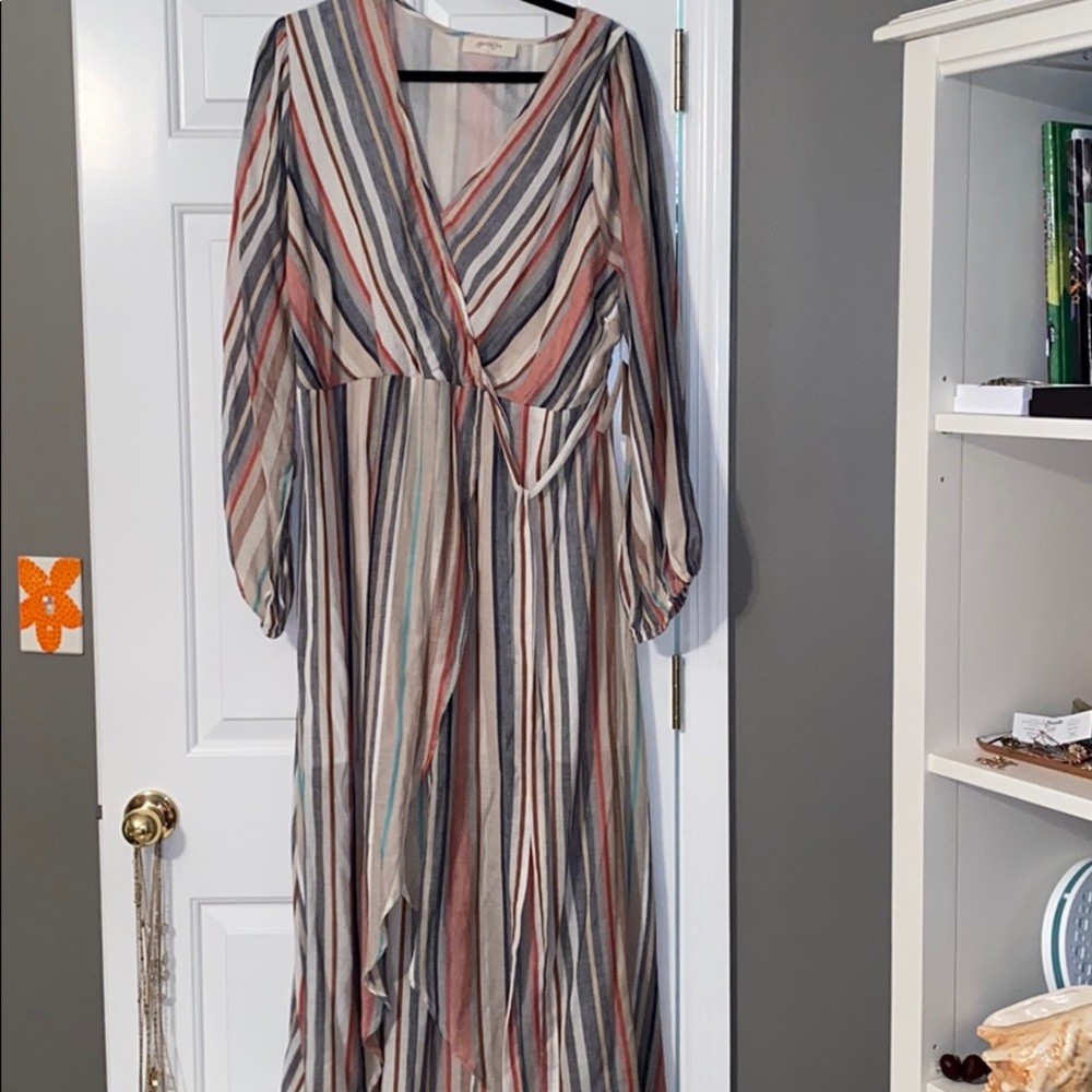 Striped high low dress.